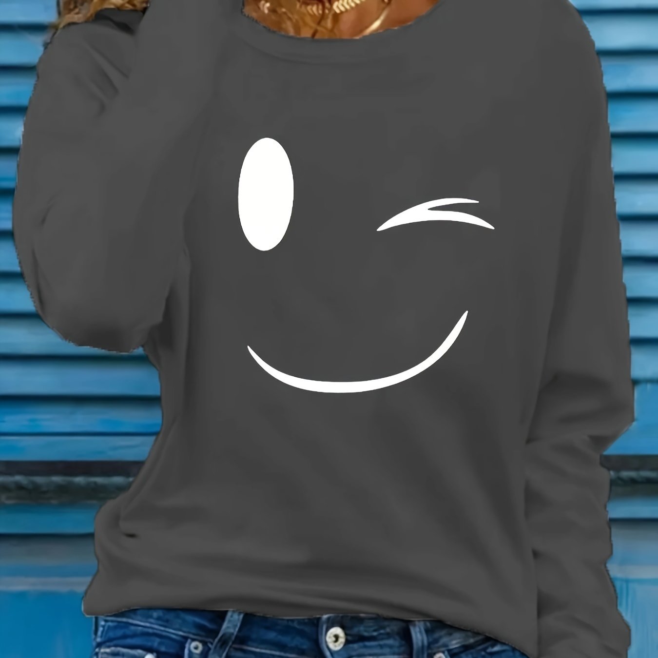 Crew Neck Long Sleeve Casual Loose Layer T-shirt