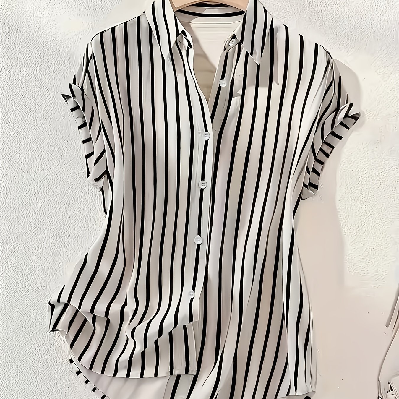 TEMU Summer Fashion Women's Striped Single-breasted Shirt