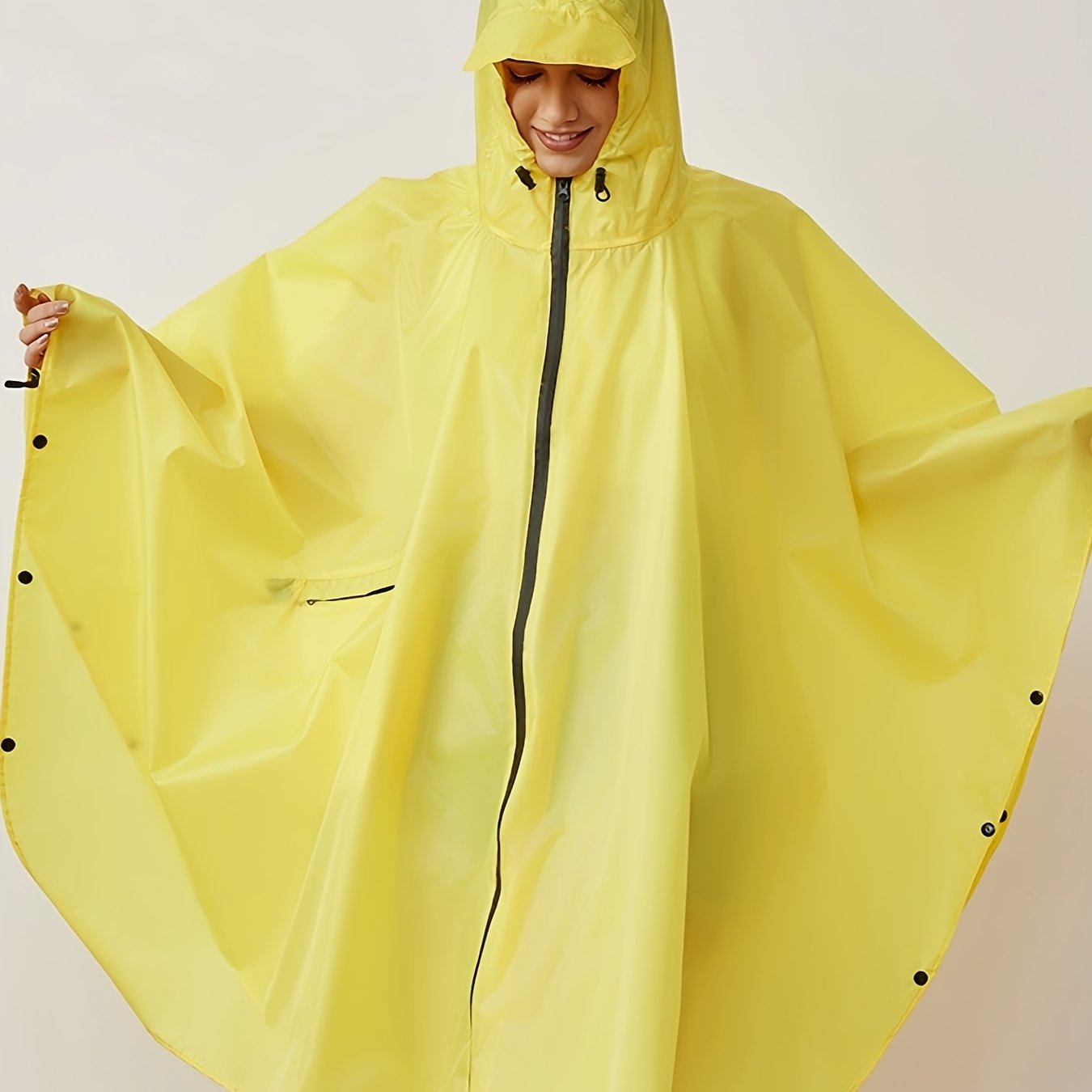 TEMU Draagbare Regenjas Mode Unisex Cape Regenjas voor Volwassenen Outdoor Wandelen en Fietsen Lichtgewicht Poncho met Rits en Opbergtas
