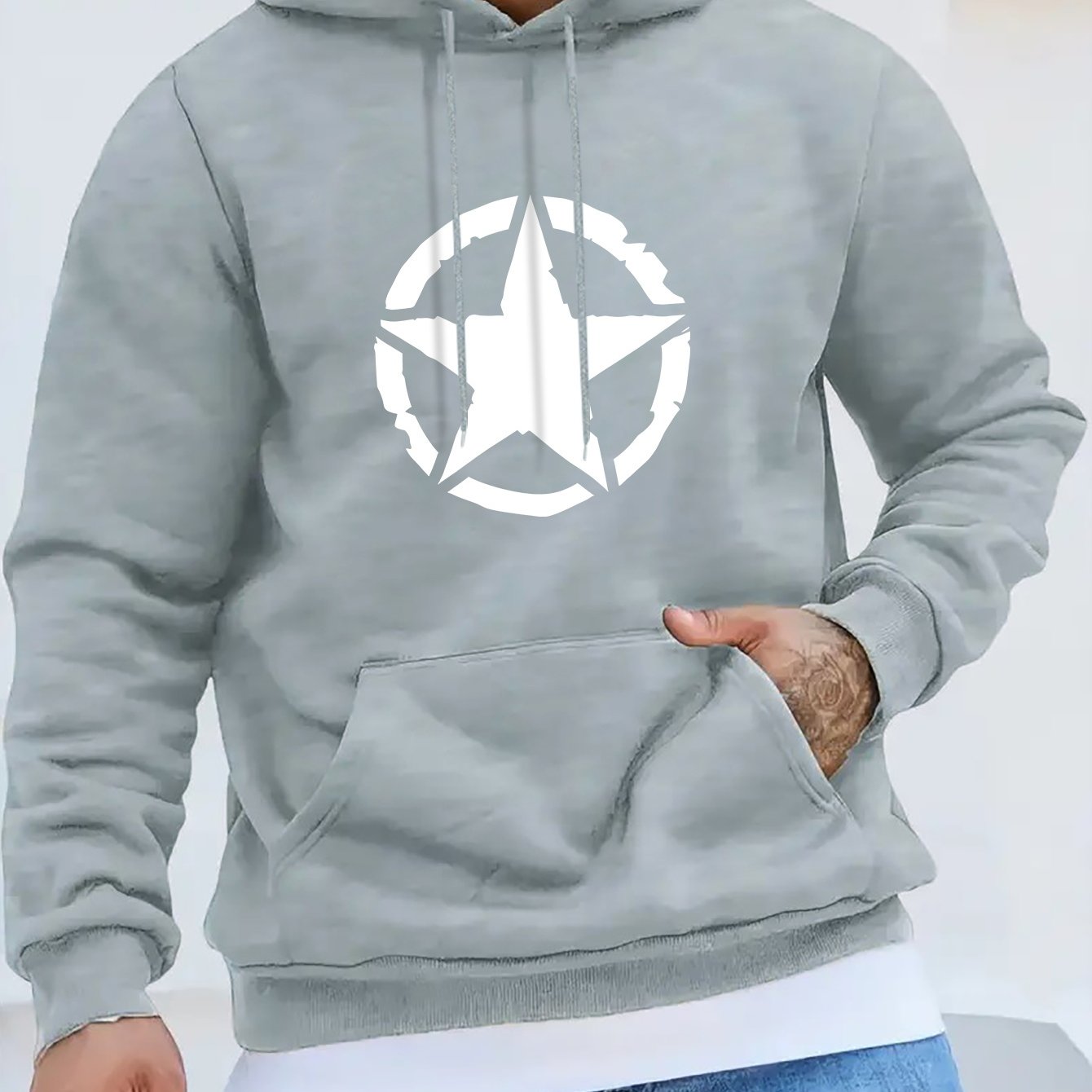 Hooded Print Sweatshirt For Men Autumn Winter