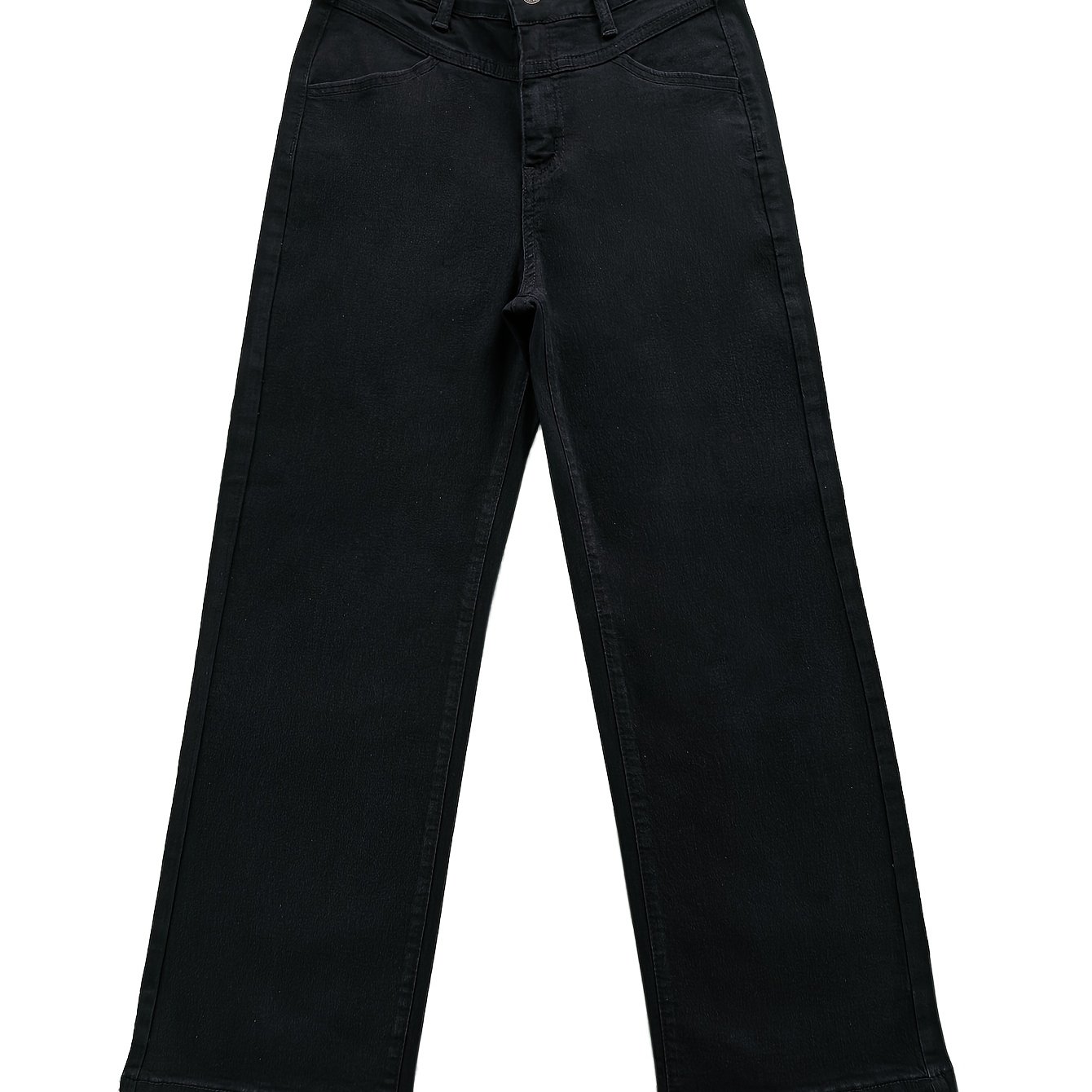 Image of Black Elastic Straight-leg Jeans