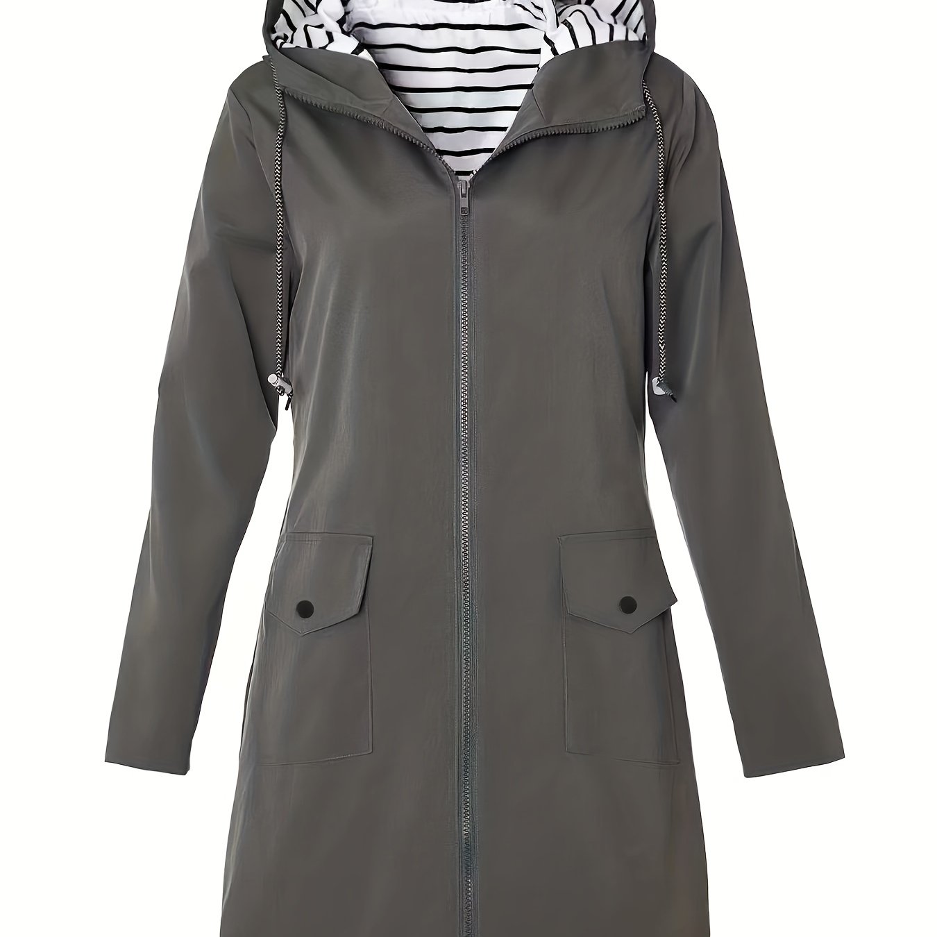 TEMU Plus Size, Plus-size Women's Outdoor Pocket Hooded Jacket