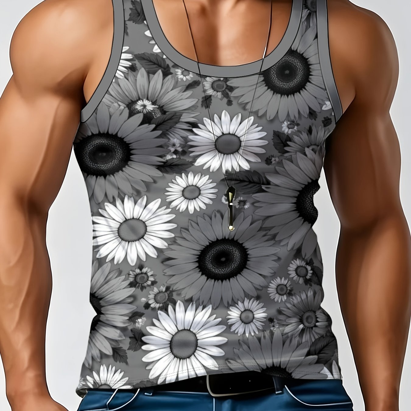 TEMU Men's Regular Fit Round Neck Sleeveless Vest, , Breathable Summer Casual Wear