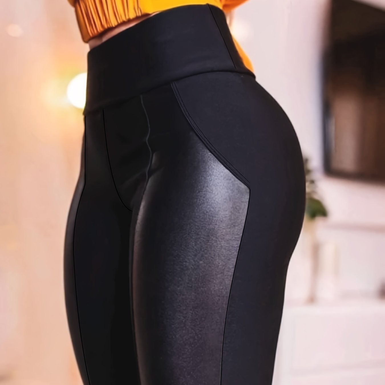 Image of Fashionable Casual, Solid Color, Outdoor Commuting, Daily , Comfortable Elastic Waistband, -look , Versatile Recommendation, Women's Slim-fit Leggings