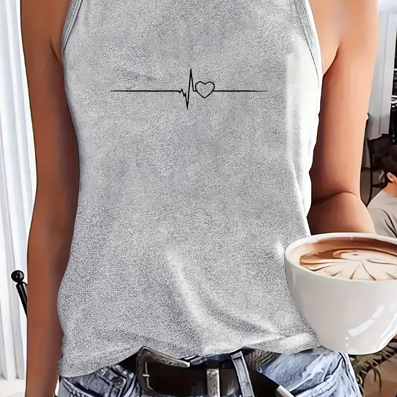 TEMU Y2k, Women's Sleeveless Vest, Casual Loose Fit, Spring/summer Sportswear For Women