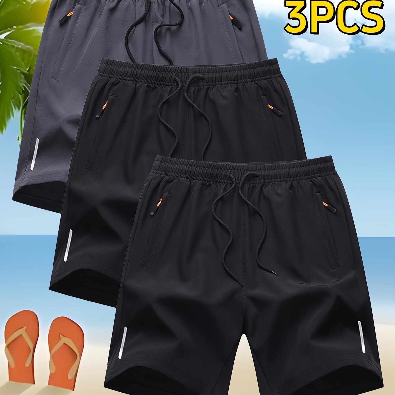 TEMU Geng Yuan Men's Shorts New Style Outdoor Casual Loose Breathable Bermuda Shorts Thin Athletic Pocket Cooling Mid-length Shorts