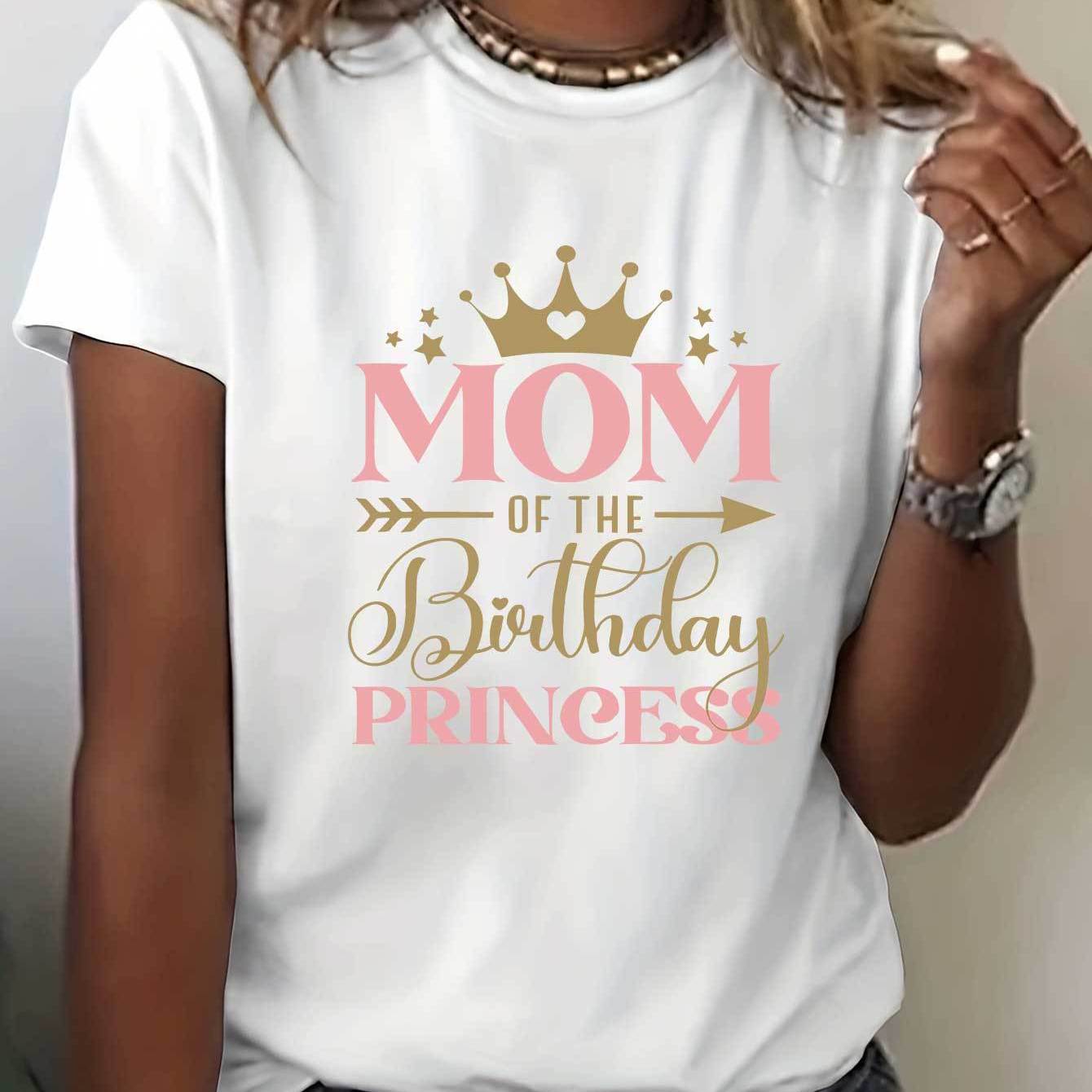 Women's Mom Printed T-shirt - Monogrammed Casual Short Sleeve Crew Neck Top Suitable For Summer And Spring, Casual Attire & Mother's Day Outfits - Comfortable Wearable Letter T-shirt