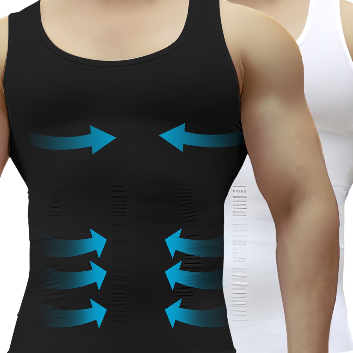 2 Pc Men's Slimming Compression Tank Shaper Vest Tummy Control