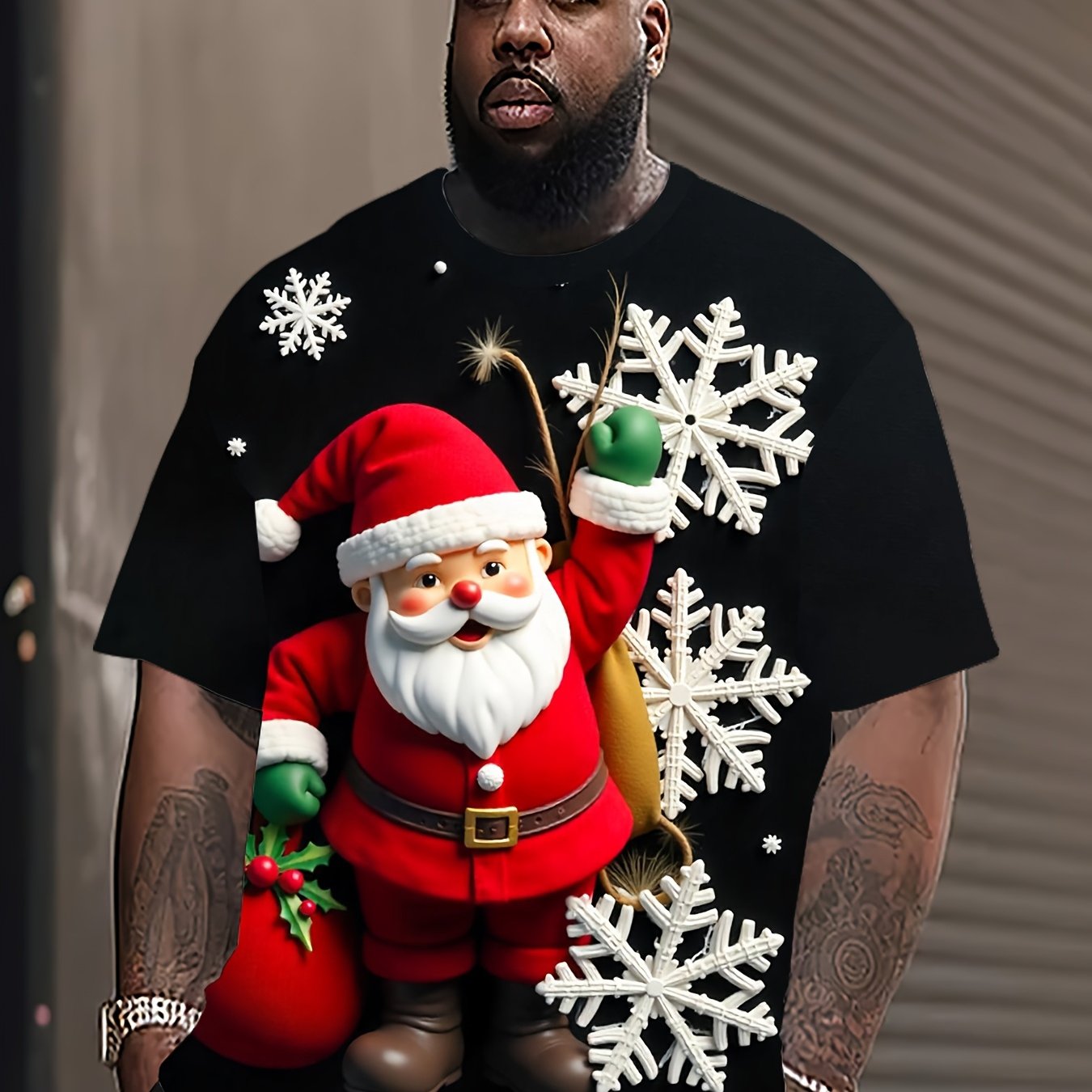 TEMU Men's T-shirt For The Holidays In Plus Size - Casual And Sporty Style, Short Sleeves, Made From A And Spandex Mix, Washable In Machine, Round
