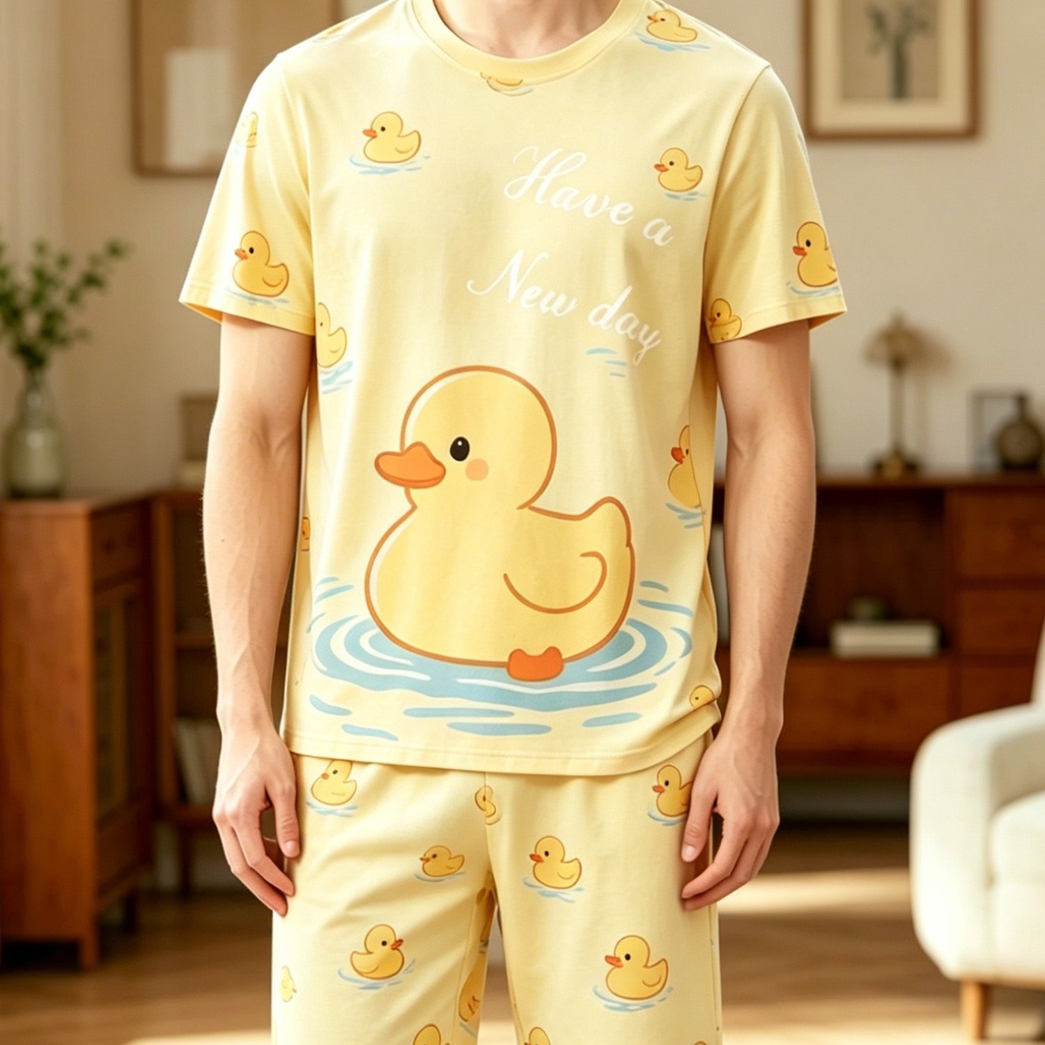 TEMU 2pcss Spring Summer Autumn Men's Fashion Casual Set Short Sleeve And Shorts Comfortable Sleepwear 2pcs Set [printed Design-not Textured], Plus