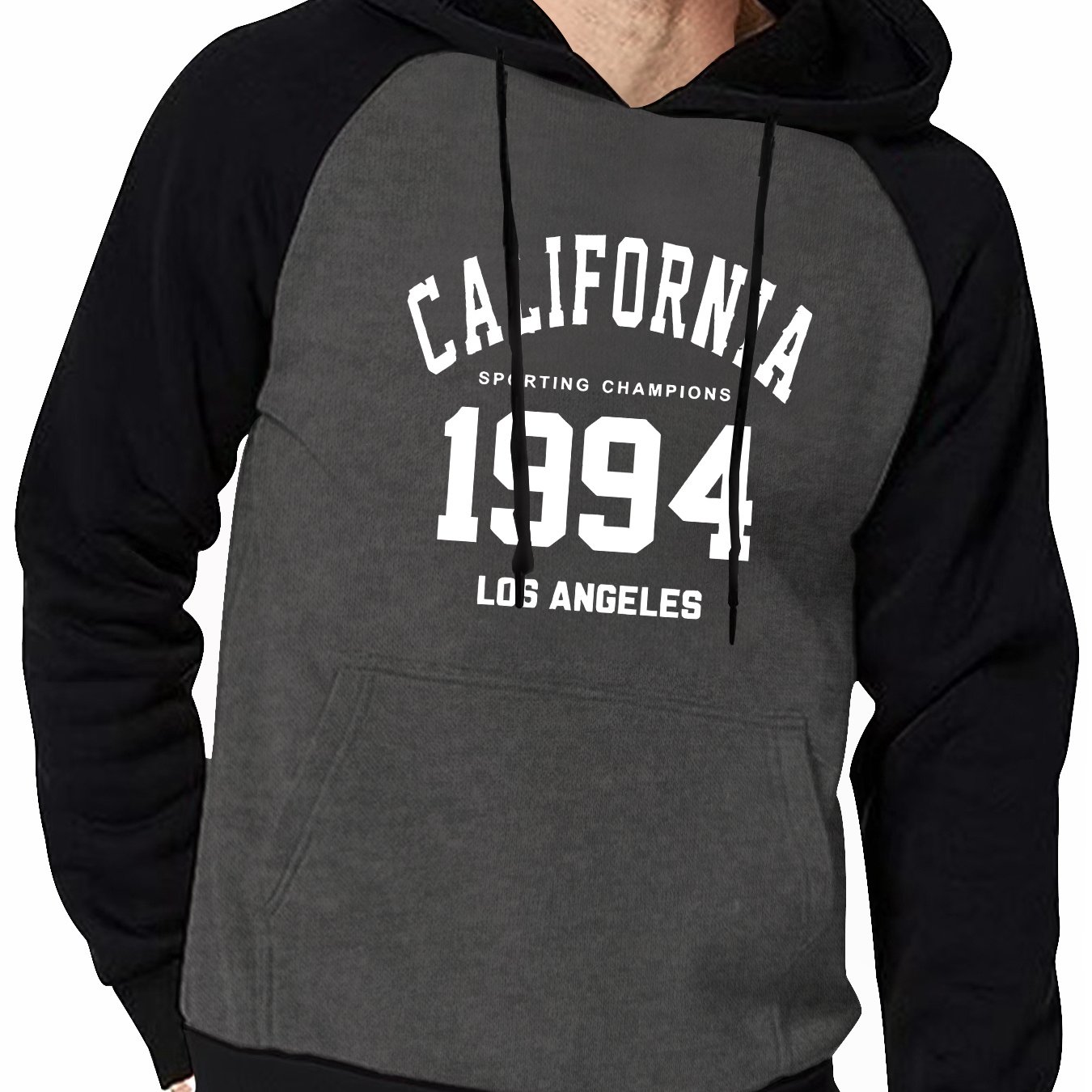 TEMU Men's Casual Printed Hoodie - Thick, & Trendy Pullover With Kangaroo Pocket, Machine Washable