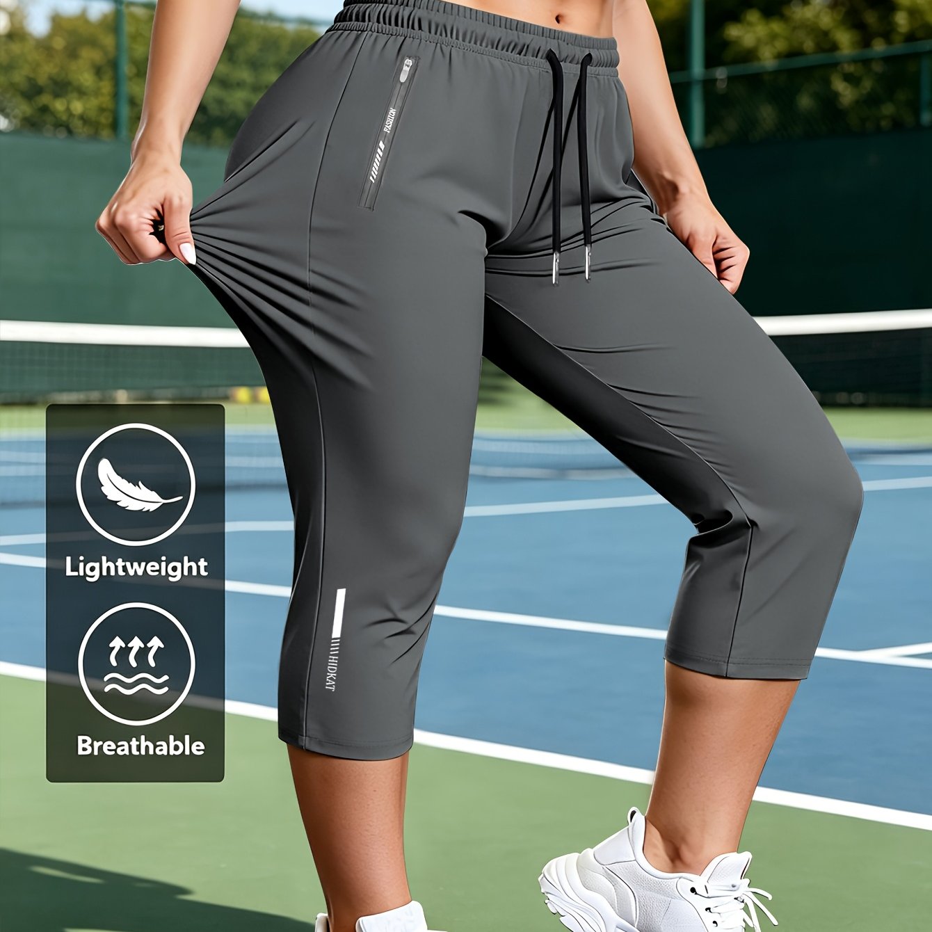 Image of Women's Casual Capri Pants, Loose Fit, Summer Breathable High-stretch Fabric With Printed Pattern. Ideal For Daily Wear, Outdoor, Studio & Workouts