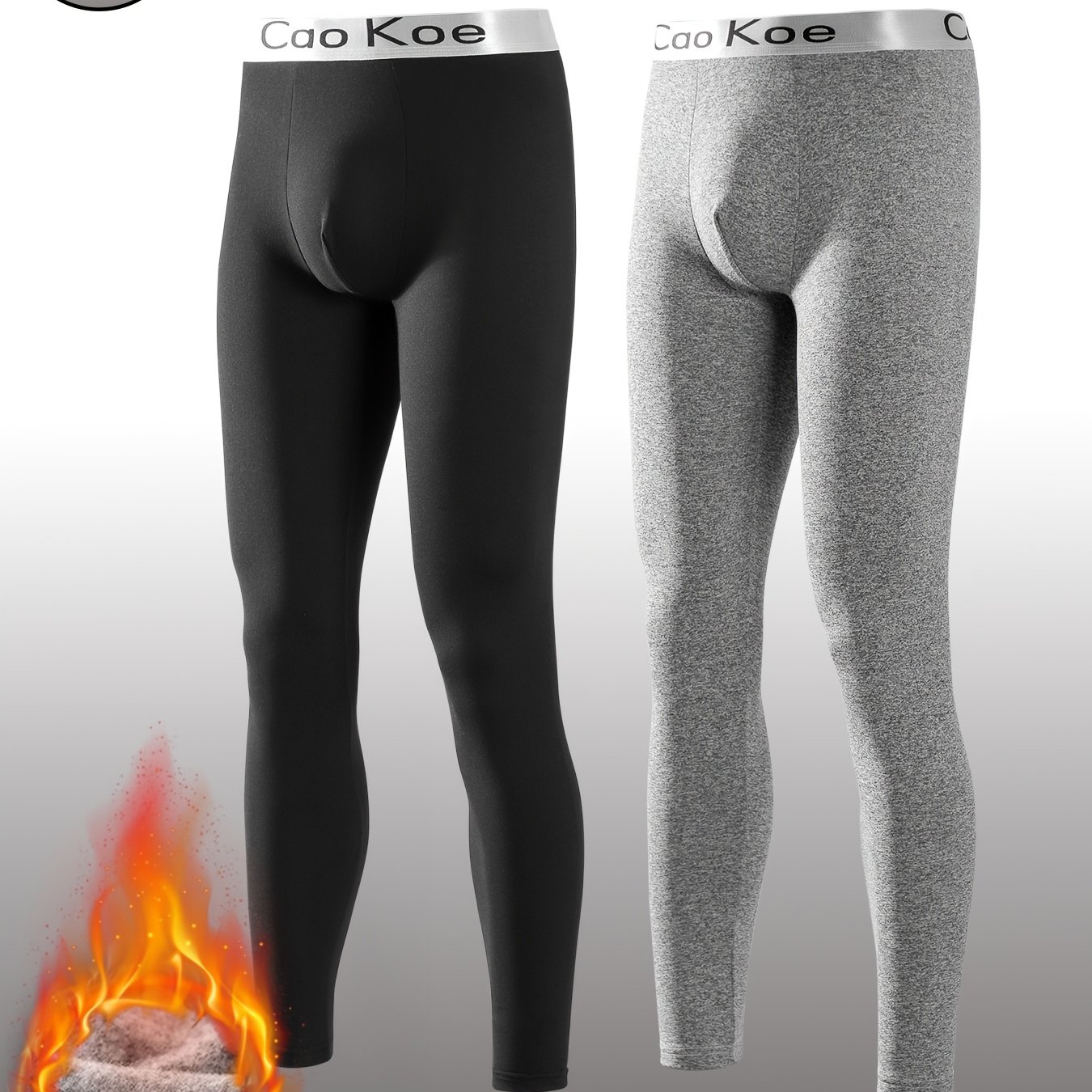 TEMU 2pcs Mixed Color German Velvet Men's Warm Trousers Men's Fleece-lined Leggings Slimming Autumn -generating Long Underwear