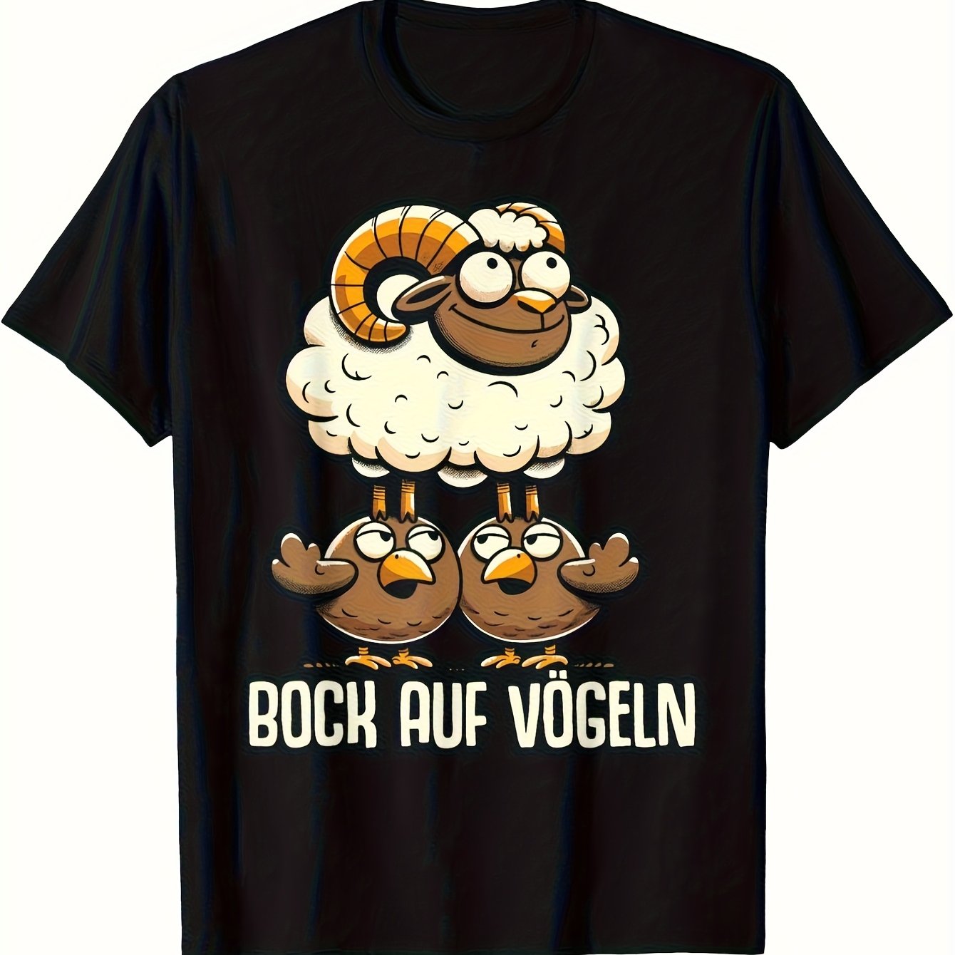 Image of Sheep Men's Casual Fashion T-shirt Round Neck Pure Comfortable And Breathable Fabric Short Sleeve T-shirt