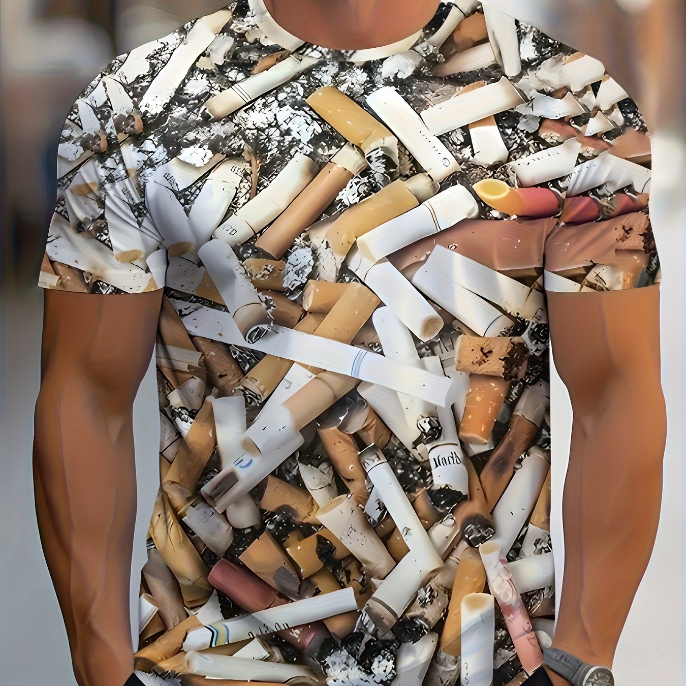 TEMU New Arrival Men's Novelty Men's Fashion Print T-shirt, Men's Short Sleeve Crew Neck T-shirt, Summer Round Neck Casual Top, Regular Fit, Machine