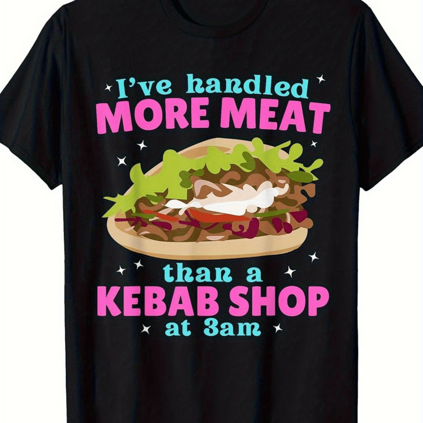 TEMU Men's Funny " Handled More Meat Than A At 3am" T-shirt - Humorous Food Lover Gift, Soft Breathable Round Neck Short Sleeve Tee Suitable For Bbq