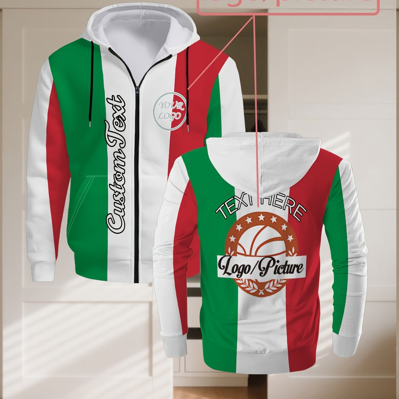 TEMU Questo elegante felpino con cappuccio e zip della bandiera nazionale, testo, e immagini personalizzabili. � una felpa trendy e da , perfetta per