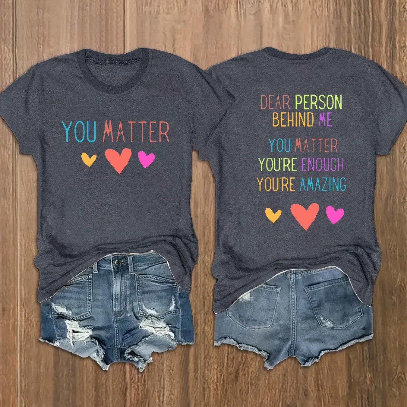 TEMU Women's Casual Double-sided "" Graphic T-shirt - Short Sleeve, Round Neck, , Casual Wear, Casual Wear Tee | Text Design | , Ladies T Shirts