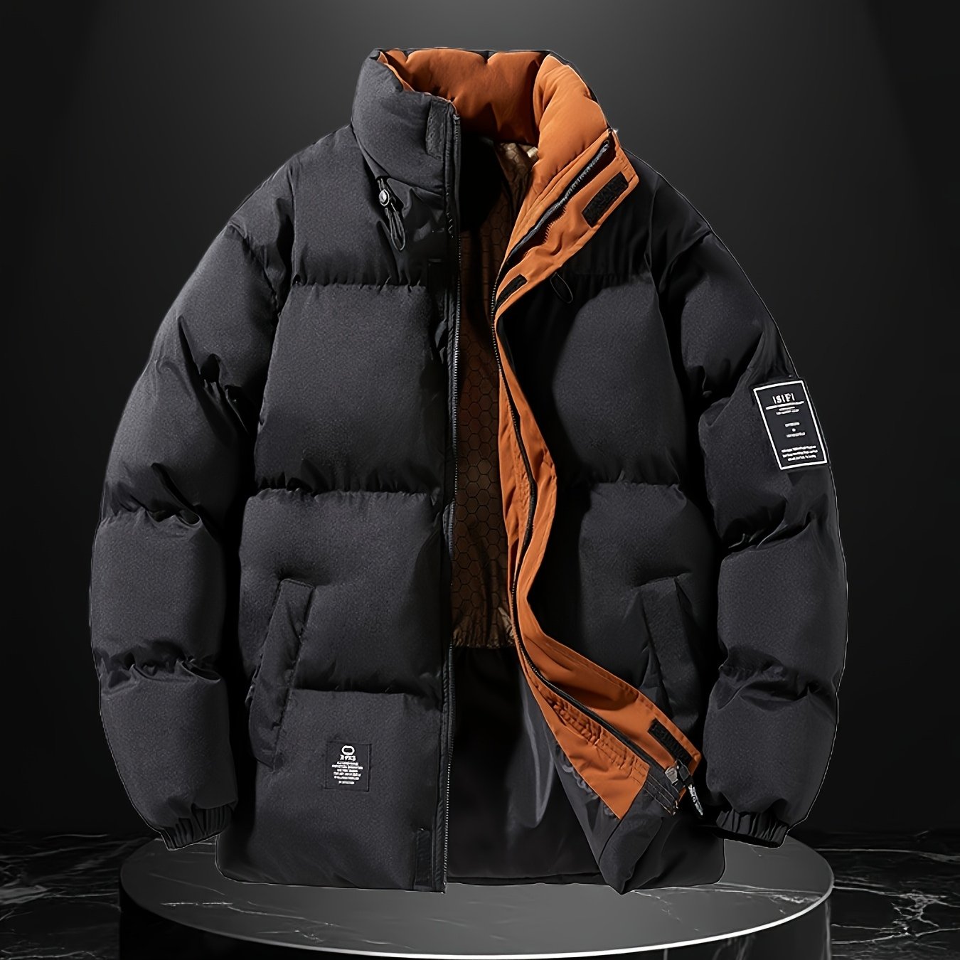 Men's Winter Jacket with Stand Collar, Windproof Thick Warmth, Graphene Lining, Perfect Choice, Stand Collar Design