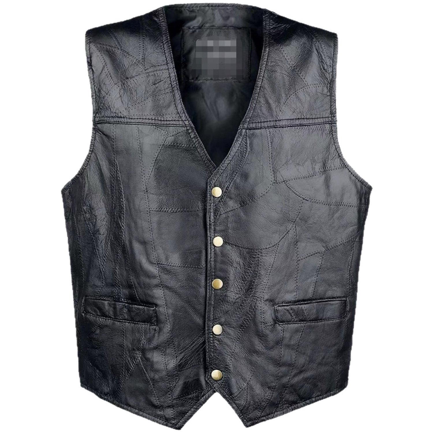 Image of Men's Designer Pu Leather Vest Men's Vest, Cycling Windproof Vest Classic Universal Retro, Spring And Summer Sleeveless Vest, Suitable For Riding, Wear Single Item, Plus Size