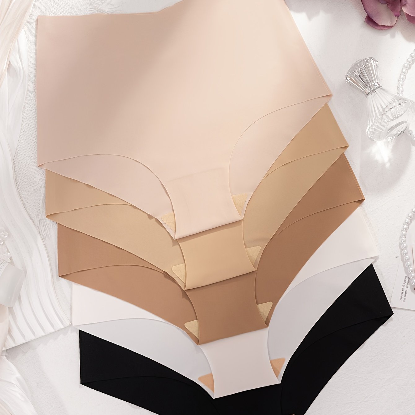 TEMU 5-pack Women's Underwear, , Skin-friendly, Nude Feel, Seamless, Comfortable, Breathable, High-waist Sports Briefs