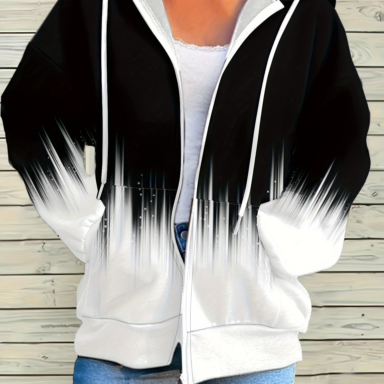 Plus Size - Plus Size - Stonable Women's Zip-up Hoodie With Long Sleeves, Perfect For Casual Fall Wear And Featuring Pockets