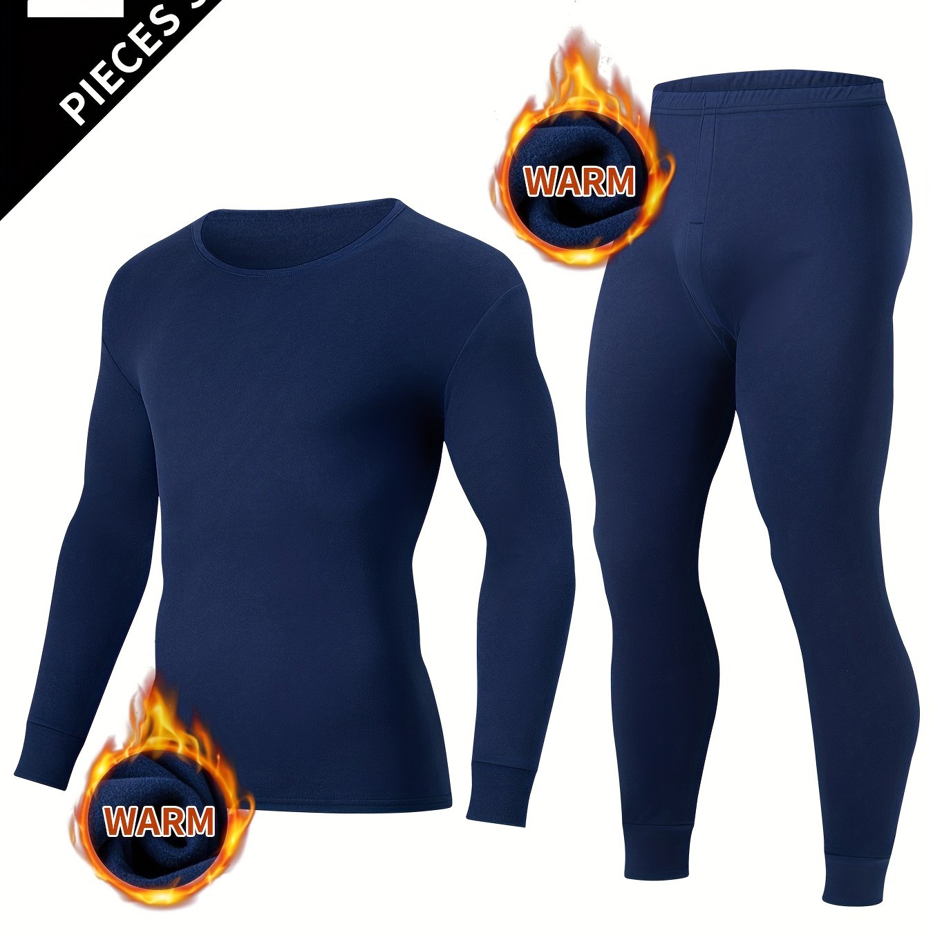 2pcs Men's Thermal Underwear Set, Long-sleeve T-shirt + Pants, Autumn/winter Warm Casual Inner Layer Base Layer Sweatshirt Top And Pants