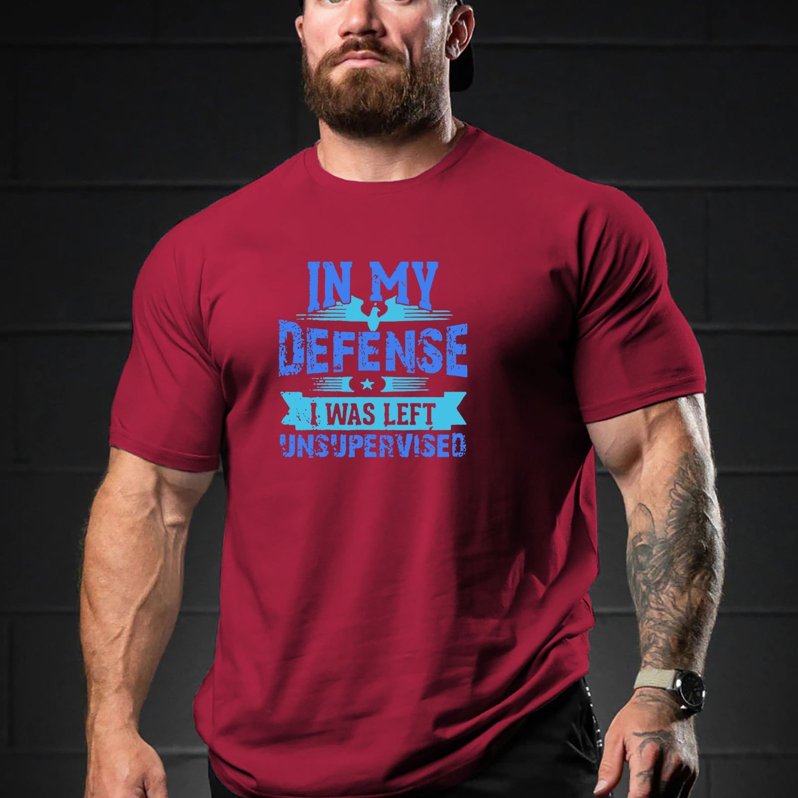 TEMU Plus Size Letter Print Men's Short Sleeve T-shirts, Comfy Casual Breathable Tops For Training, Jogging, Men's Clothing