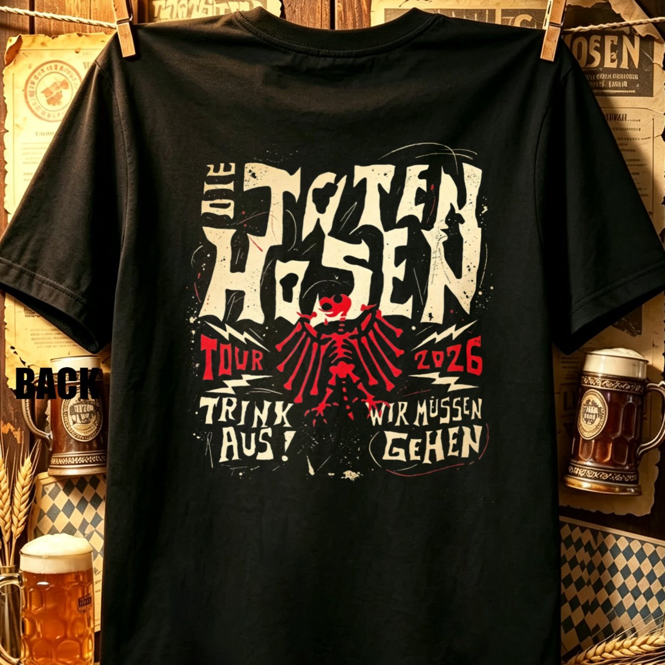 Image of Men's Black Dth 2029 Tour Eagle Logo For Graphic Crew Neck T-shirt Tour Emblem Print Comfortable Short Sleeve Top For Band Merchandise Lovers