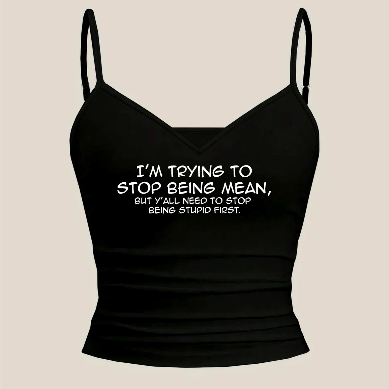 TEMU 2026 New Style Camisole - " Humor, Refusing To Be A Bad Person" Print Y2k Vintage Spicy Adjustable Thin Strap Crop Camisole, Women's New Summer
