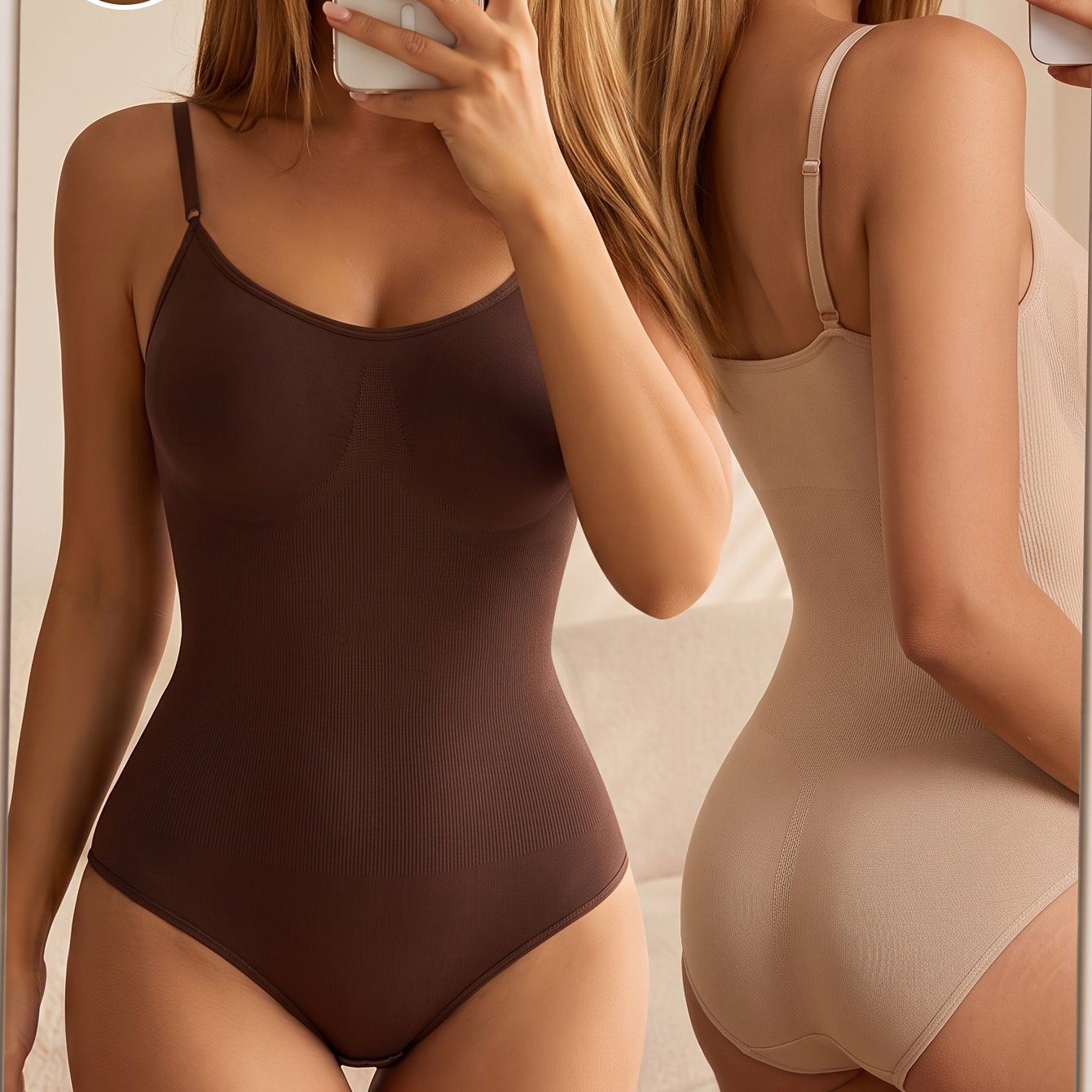 2pcs Seamless Shaping Bodysuits For Women - & Tummy Control, Solid Color, Fabric, Machine Washable - Perfect For Postpartum, & Fitness