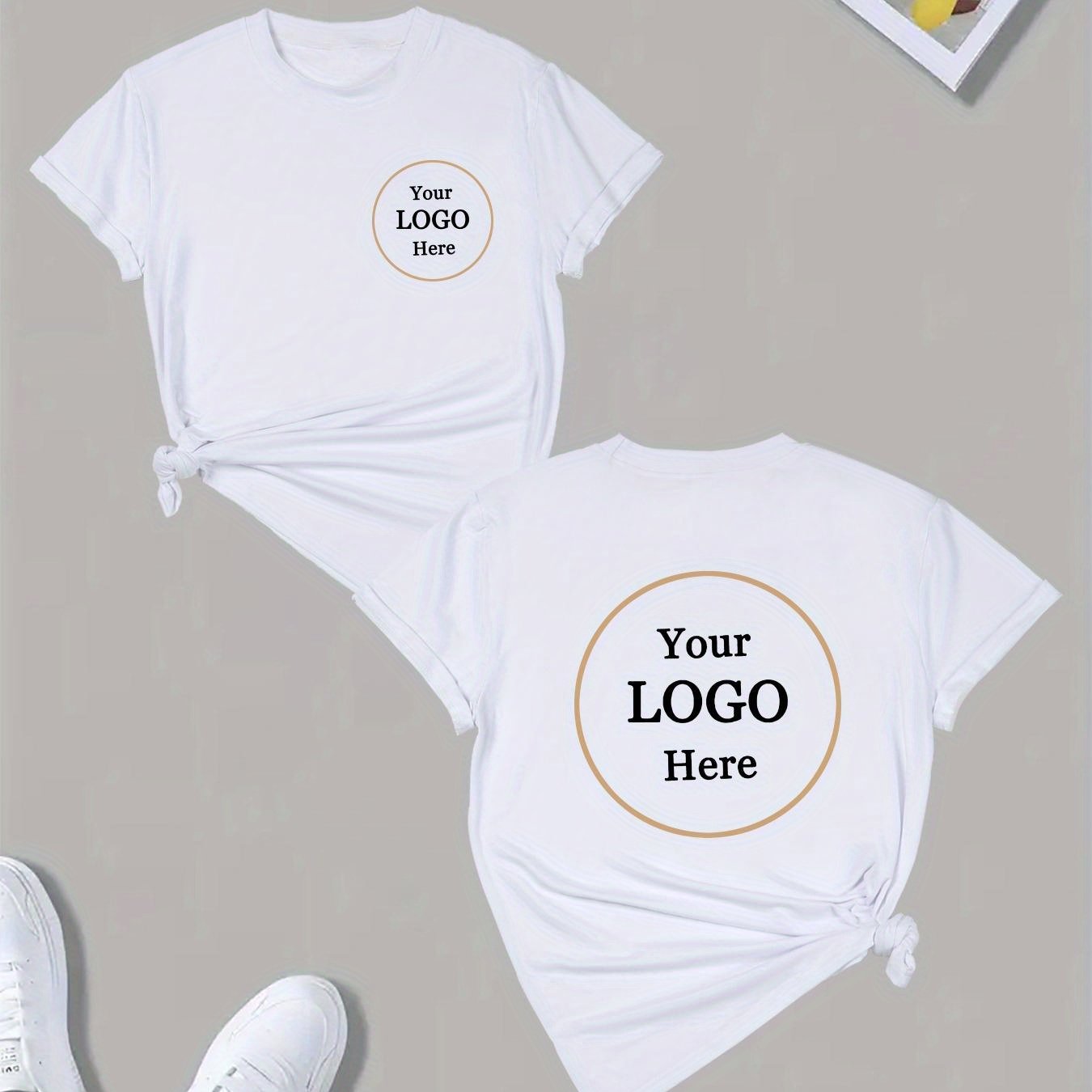TEMU Customizable Women's Elegant Casual T-shirt - Fabric, Machine Washable, Round Neck Short Sleeve, Regular Fit For Casual Attire & Light Sports,