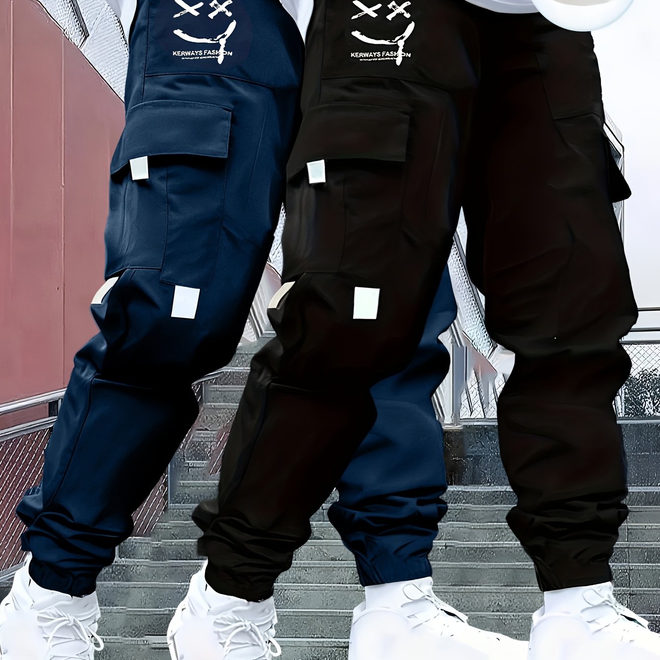 Two-piece Boys' Youth Sport Print Lightweight Cargo Pants With Drawstring Waist, Large Pockets, Versatile Style For Commuting, School, And Outdoor Activities, Perfect For Outdoor