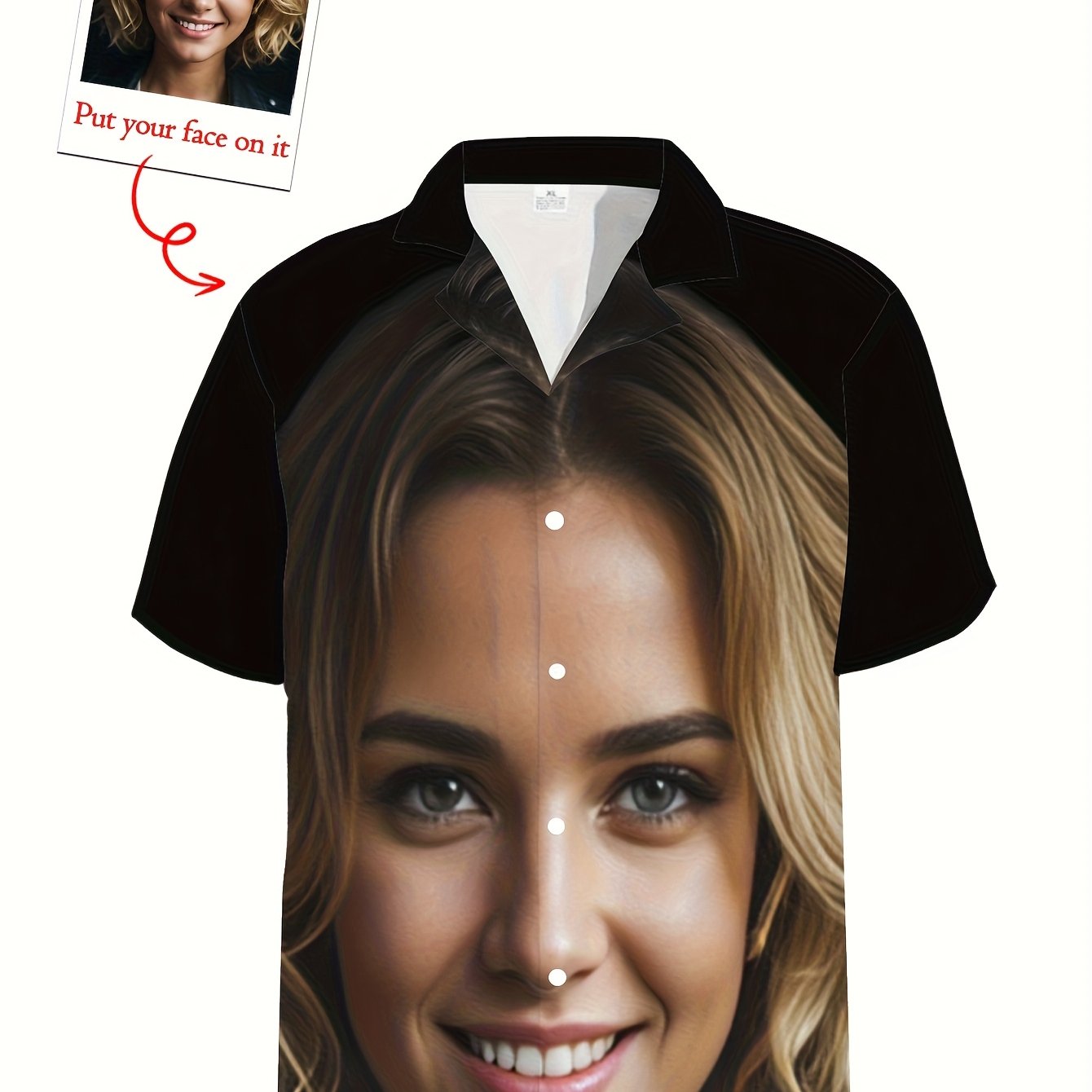 TEMU Custom Men's Casual Shirts With Personalized Portrait Print Design, Suitable For Summer Wear, Parties, And Gifting