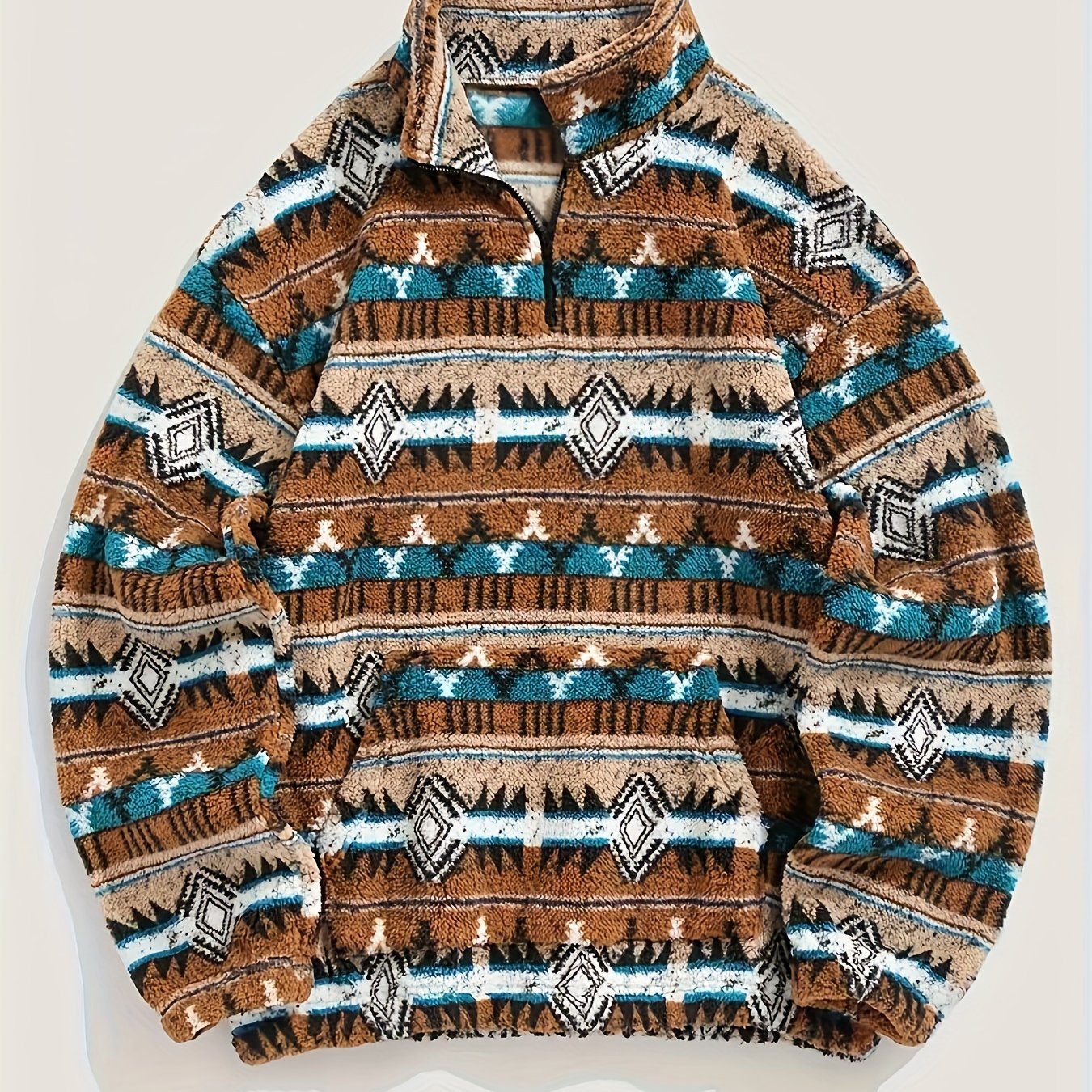 TEMU Fashionable Autumn And Winter 's Fashionable Stand Collar 4/1 Zipper Embroidered Fleece Sweater Long-sleeve Polar Fleece Halloween Sweatshirt
