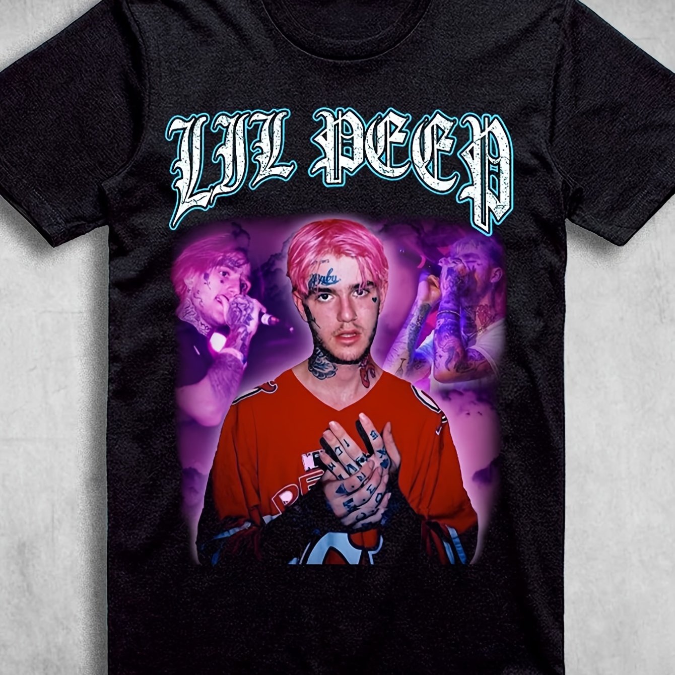 Image of Official Graphic T-shirt For - Gothic Lettering & Album Art Design, Unisex Casual Round Neck Tee With Iconic Hairstyle & Tattoo Print, , Perfect For Halloween, Christmas & Rap Fans (officially