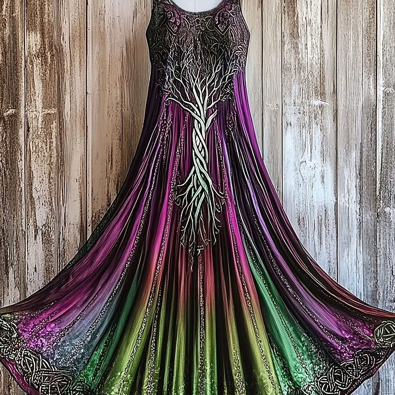 TEMU Grande Taille - Robe à Bretelles Ample et Polyvalente pour Femmes de Grande Taille, Printemps et Été, Motif Créatif Totem, Robe Manches à Col