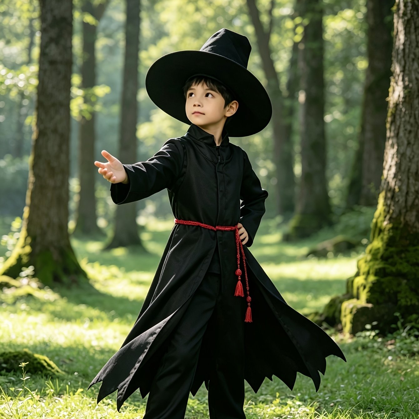 TEMU Traje para niños, con abertura larga y pantalones holgados, cinturón con y sombrero ancho, corte elegante en . El estilo lleno de adecuado para