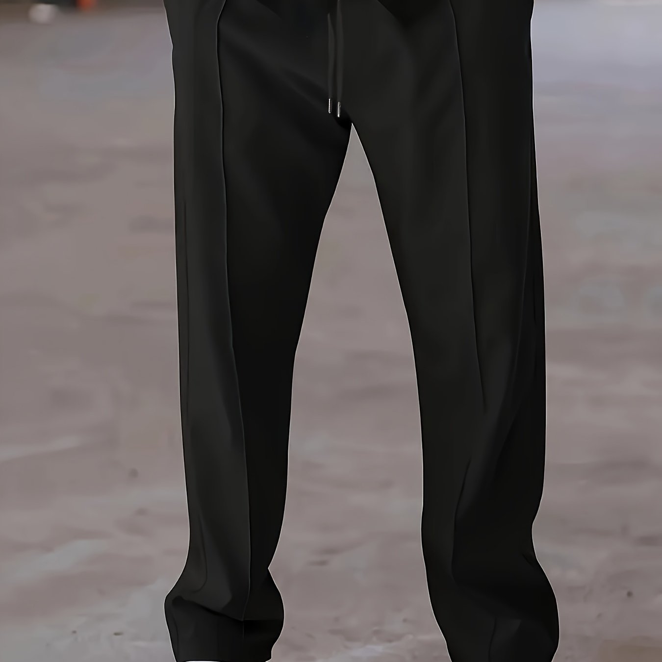Men's Casual Polyester Drawstring Pants With Elastic Waistband, Solid Color Slim-fit Trousers Suitable For Daily Wear