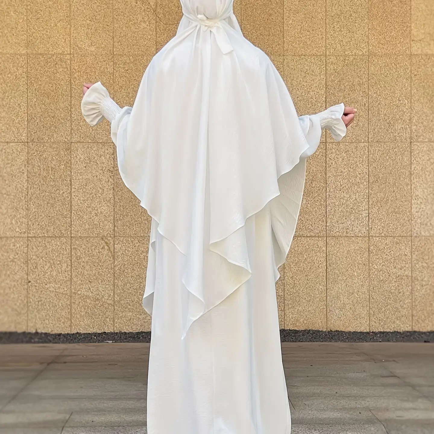 TEMU Plus Size, Two-piece Khimar And Abaya Suit: Fashionable And Elegant Vacation Set - Easy Single-layer Headscarf And Light, Breathable Comfortable