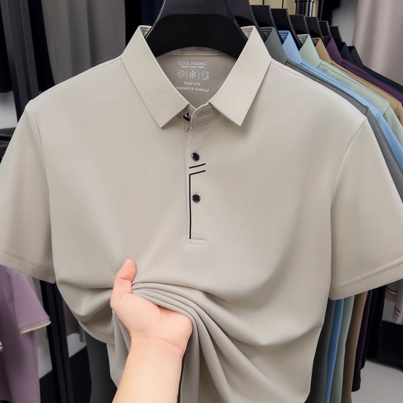 TEMU Men's Summer Short-sleeve Breathable Moisture-wicking Lapel Casual Shirt