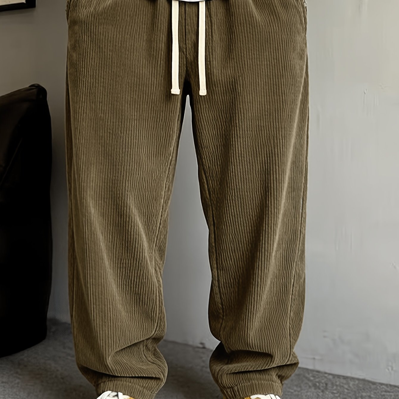 TEMU Pantalones de para hombre, con cordón y cintura elástica, moda casual, pantalones largos, ideales para el hogar y actividades al , esenciales