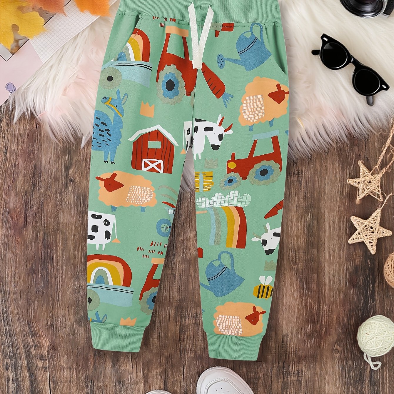 Image of Back-to- Cartoon Cute Print Pattern Casual Trousers Boys' Spring Autumn Outfit Outerwear Sweatpants Athletic Pants Or Gift, For Outdoor