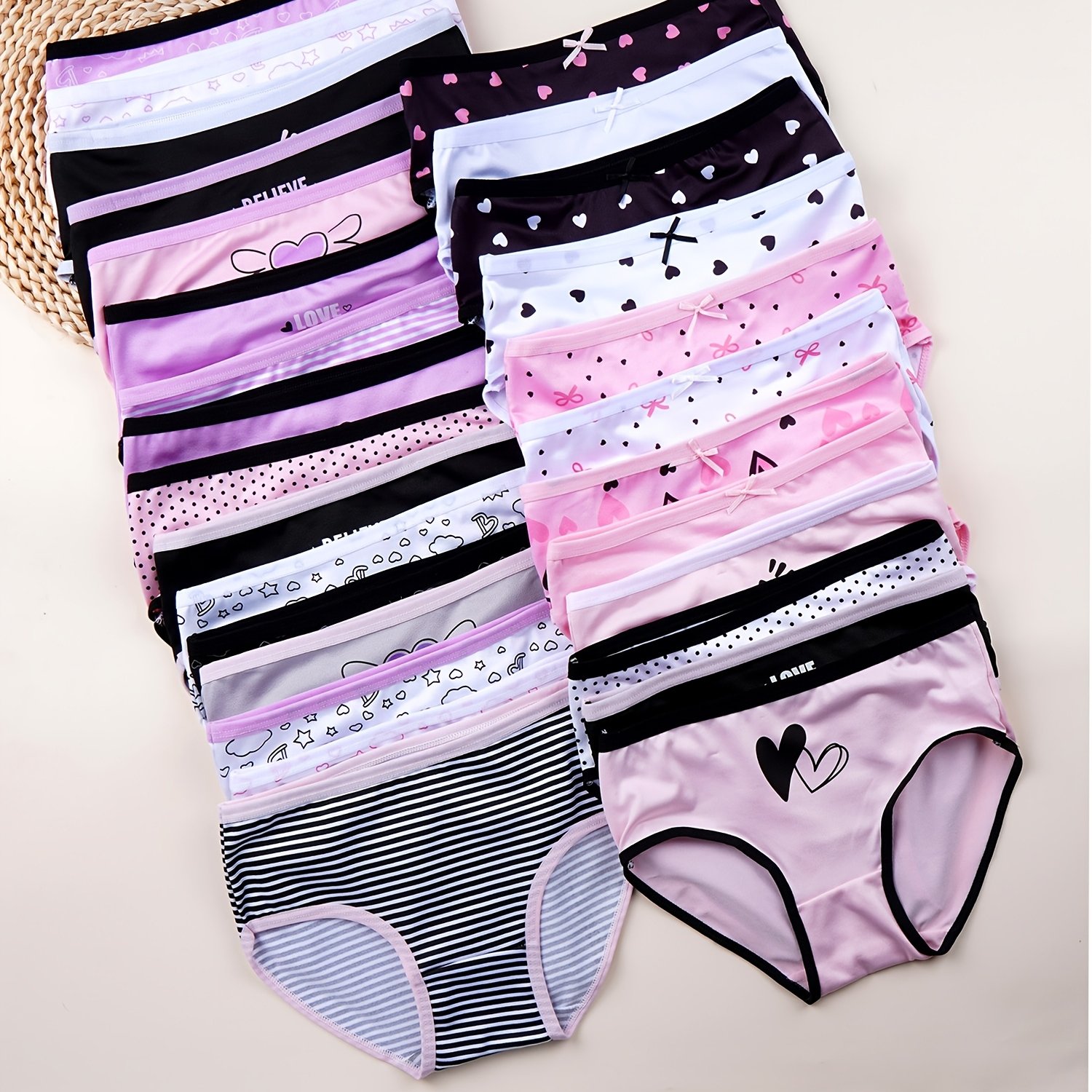 Random 8-piece/set Girls' Underwear Set, And Letter Print Briefs, Student Shorts, Suitable For