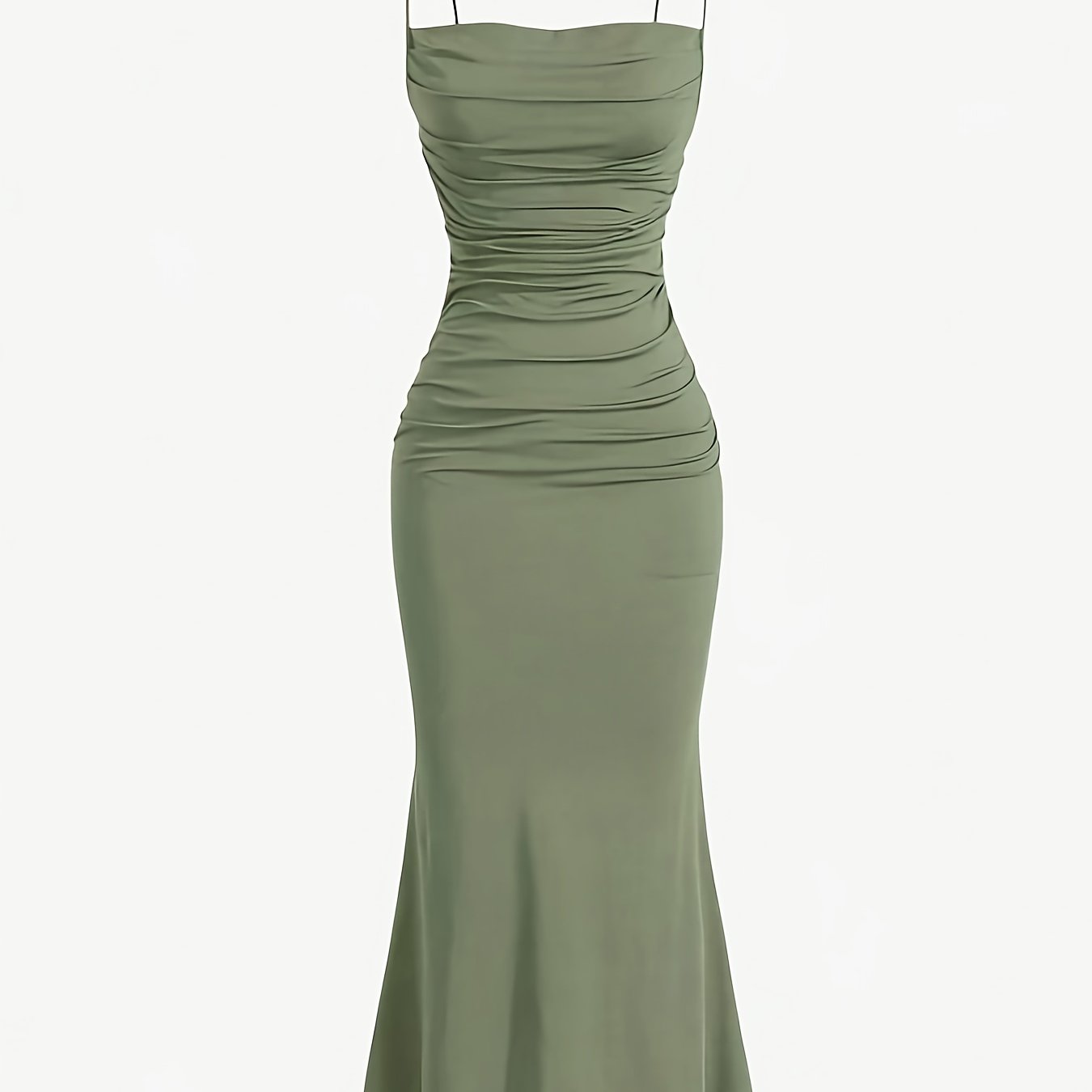 Solid Color Women's Slim Fit Pleated Hem Camisole Dress