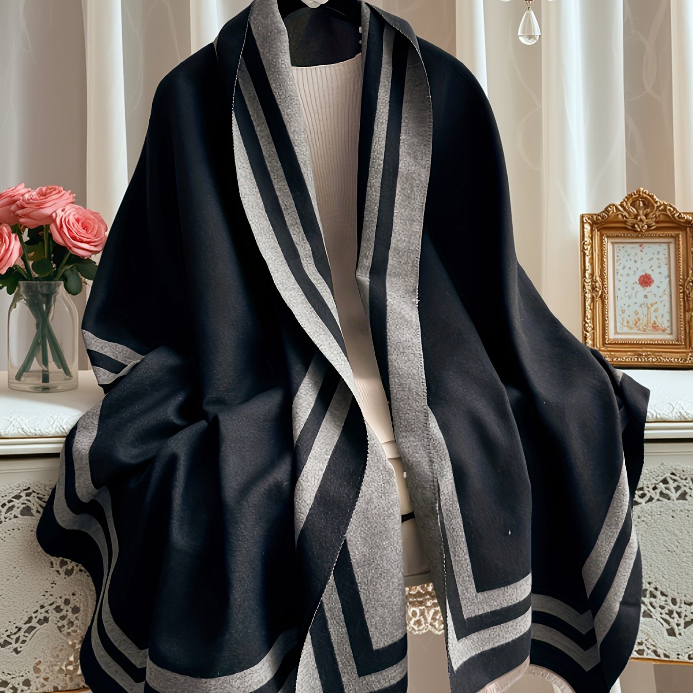 TEMU Grande Taille - Grande Taille - Grande Taille Automne et Hiver Manteau Châle Chaud pour Femme en Laine de Haute Qualité avec Multiples Styles de