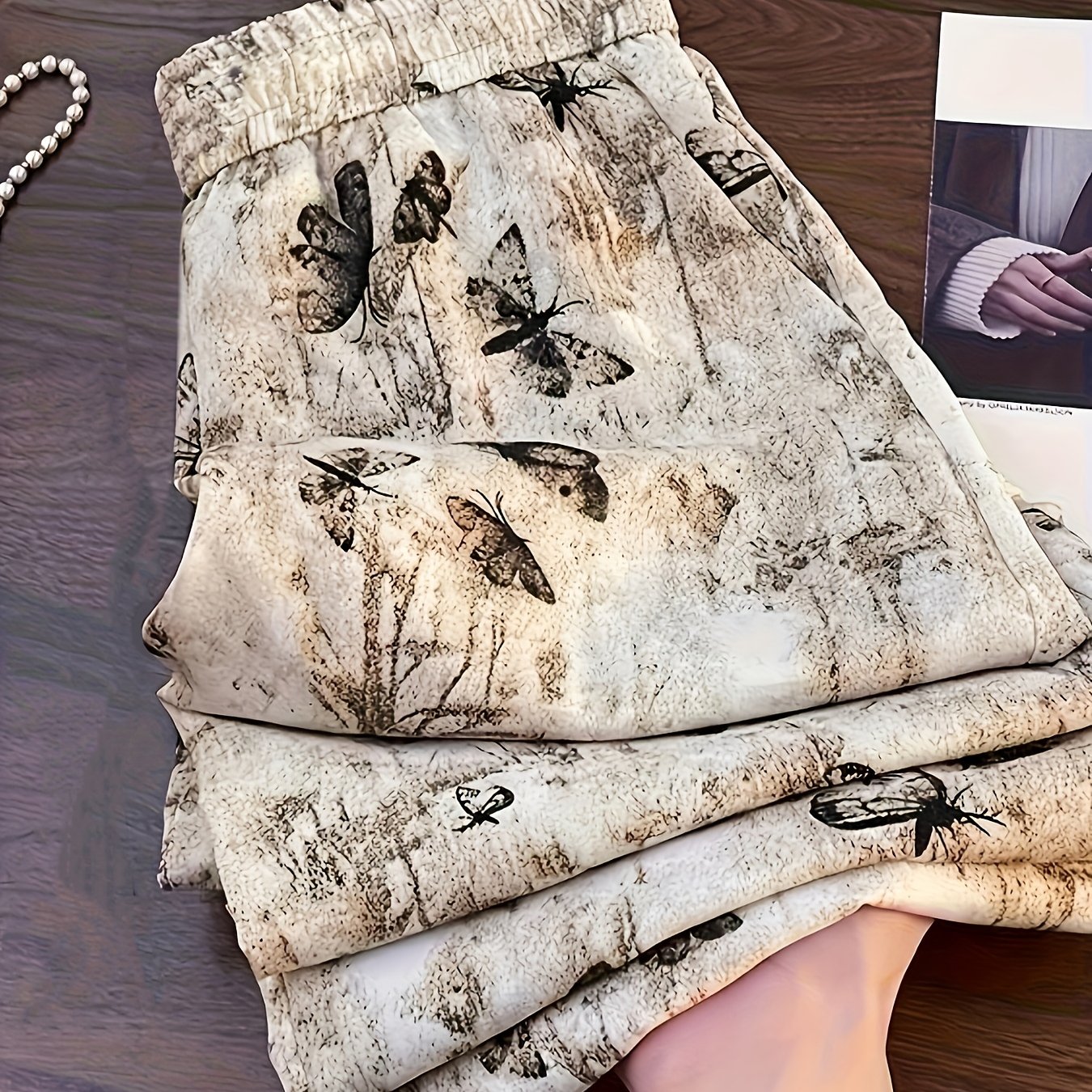 Women's High-waisted Vintage Ink Straight-leg Pants, Suitable For Spring/summer Casual And Vacation Travel