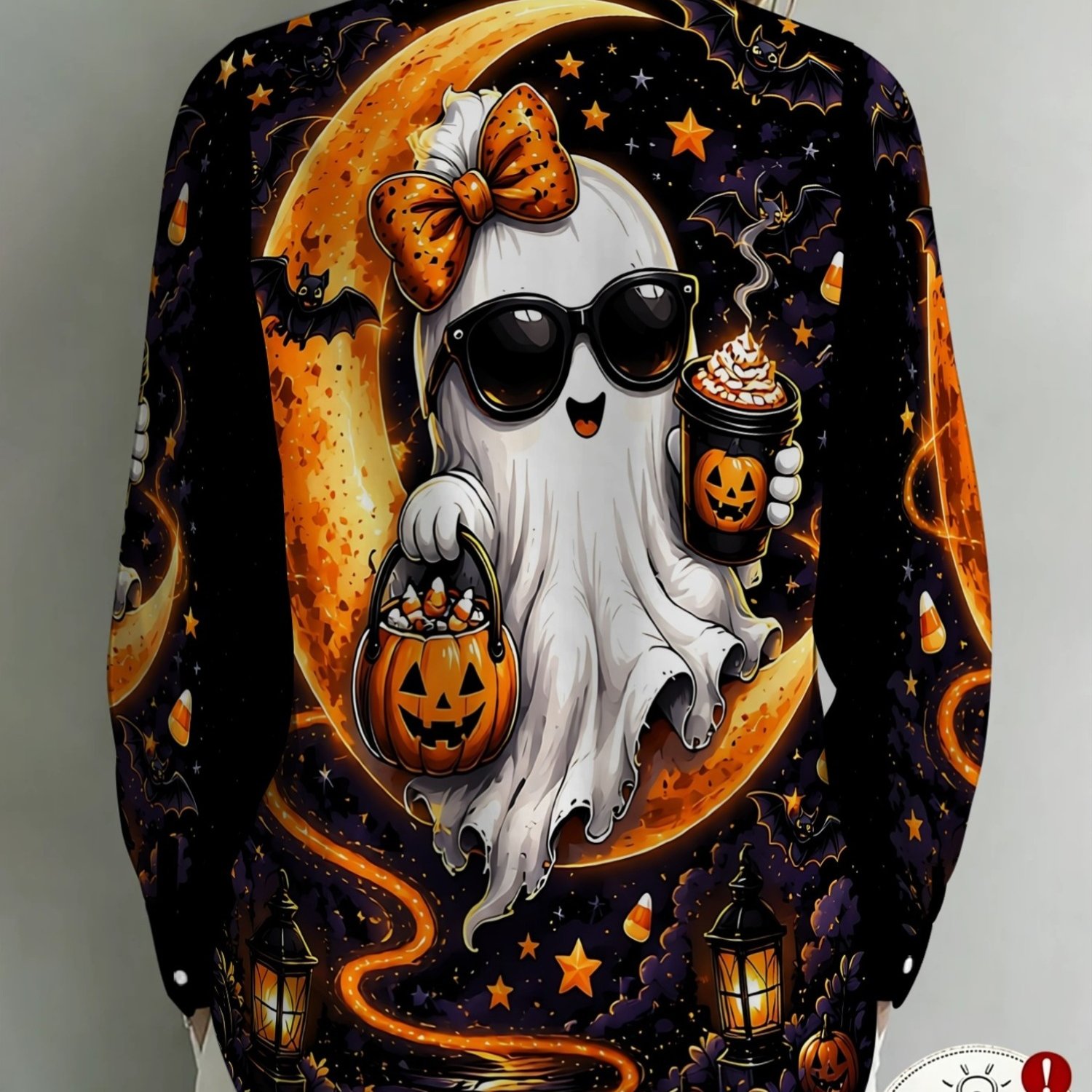 TEMU chemise à manches longues pour femmes, blouse pour femmes, chemise à manches longues avec imprimé de dessin sur le thème d'Halloween, vêtement