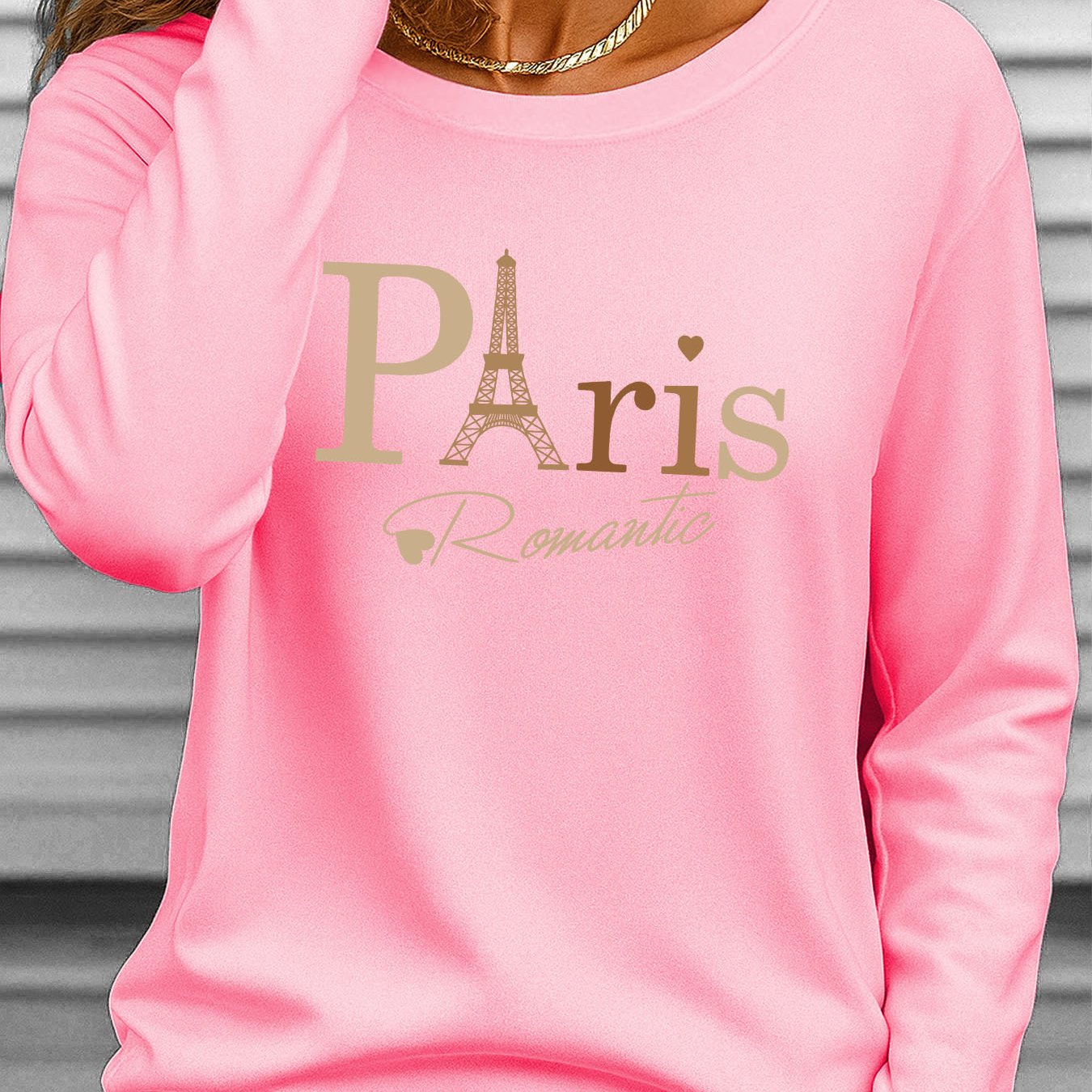 TEMU Women's Plus Size Oversized Long Sleeve Round Neck T-shirt - Casual Winter Warm Blouse, Plus-size-friendly Letter Print Top, Machine Washable