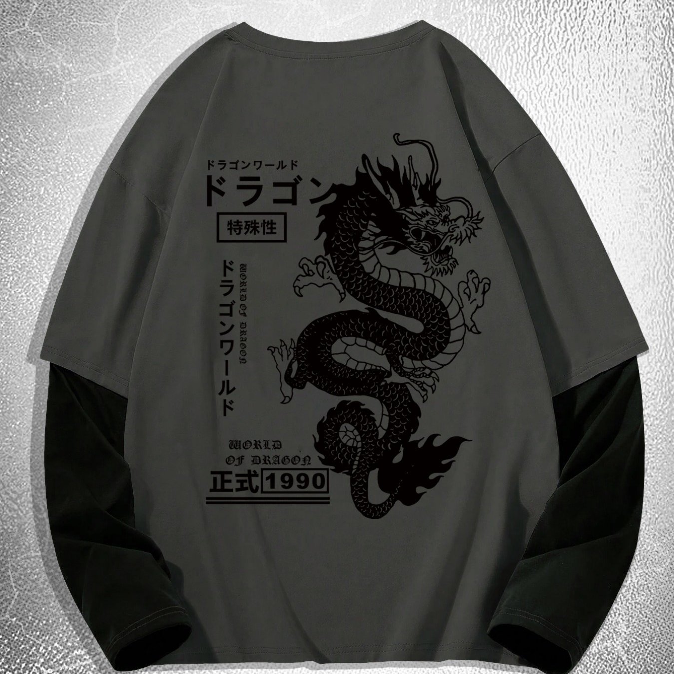 TEMU Dark Style Skull 2-in-1 Look Long Sleeve